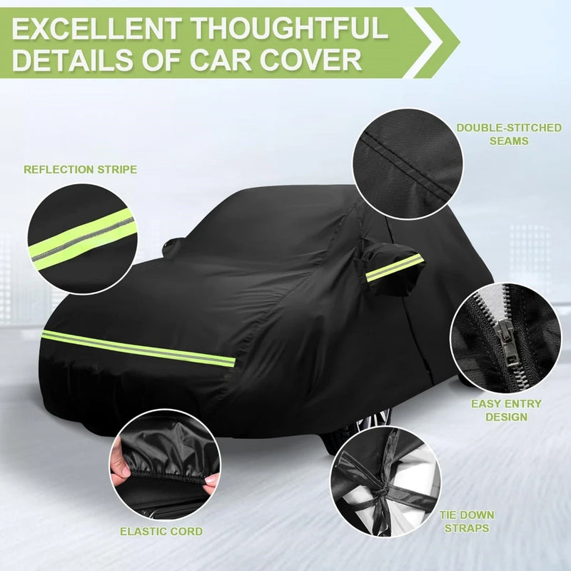 Housse voiture pour Mini Cooper 2 portes 2002-2024, noire, Oxford 210D, imperméable, anti-UV
