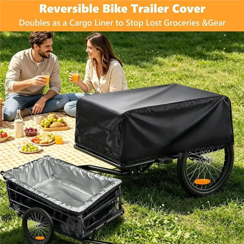 Housse réversible pour remorque de vélo ou chariot pliant, Oxford 420D imperméable, avec pochette
