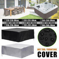 Housse spa carré universelle imperméable anti-UV en polyester, argent ou noire, 7 tailles