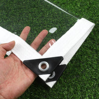 Bâche PVC transparente 0,35 mm à œillets, bordure colorée, 37 tailles
