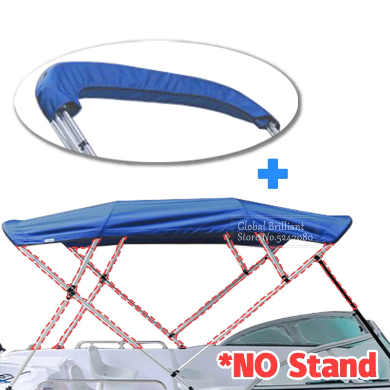 Toit bimini bateau 3 arceaux, toile 600D imperméable avec housse, sans armature, noir ou bleu