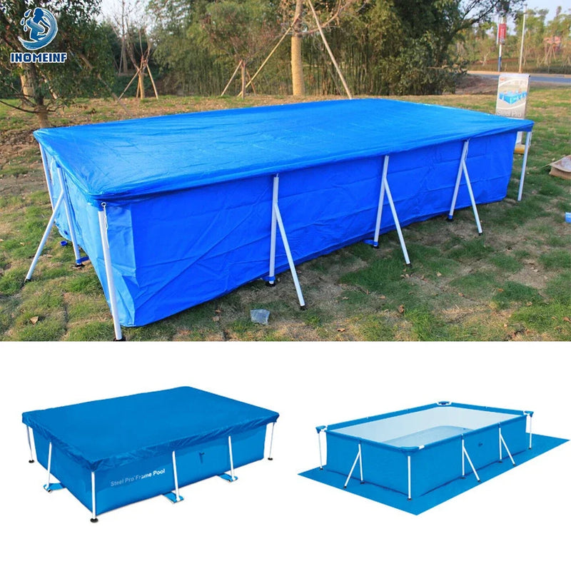 Bâche piscine hors sol bleue en PE, ronde ou rectangulaire, de 183 à 457 cm