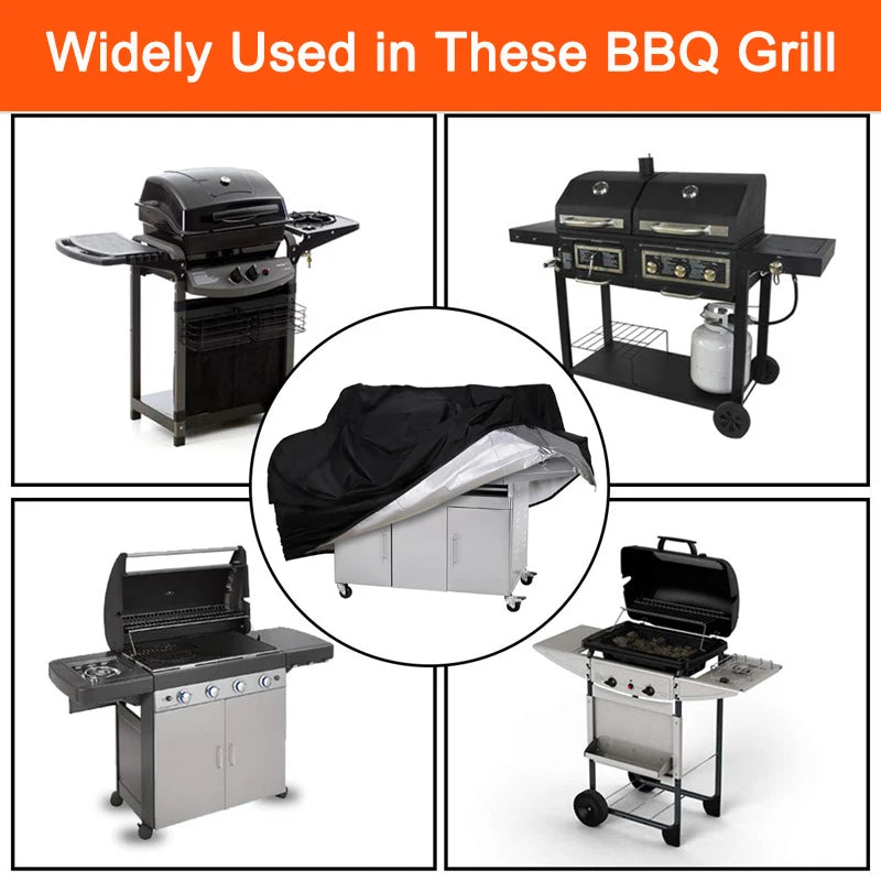 Housse barbecue gril à gaz imperméable, double couture, Oxford polyester enduit d'argent, 8 tailles