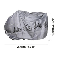 Housse de vélo imperméable anti-UV et anti-poussière, gris ou noir, 200 x 100 cm