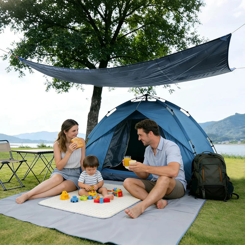 Bâche de sol camping imperméable Oxford à œillets, 3 coloris, 210x90 à 300x290 cm