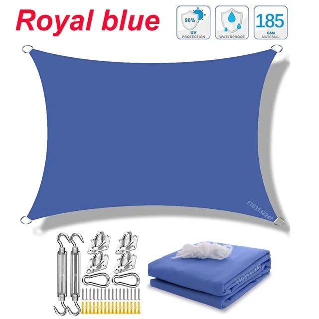 Voile d'ombrage rectangulaire imperméable en polyester 300D, anti-UV, 10 tailles