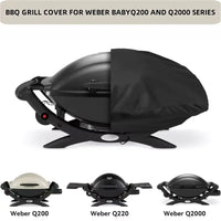 Housse barbecue pour Weber Q200, Q220 et Q2000, polyester noir, 67 x 44 ou 82 x 48 cm