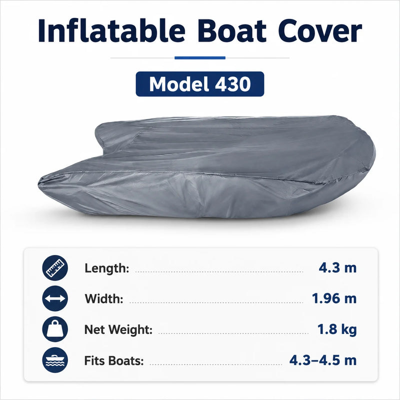 Housse bateau gonflable Oxford 420D imperméable anti-UV grise, 4 tailles de 2,7 à 4,5 m