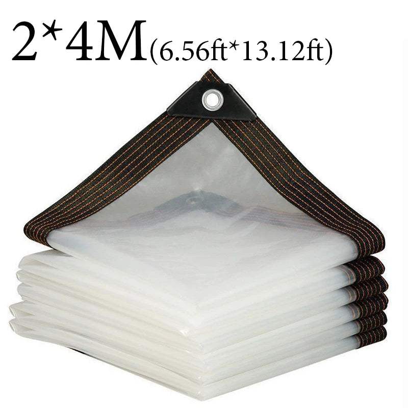 Bâche transparente imperméable avec œillets en polyéthylène de 2 x 4 à 5 x 10 m