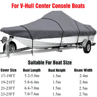Housse de bateau de pêche imperméable 210D, noire ou grise, bateaux de 5,2 à 7,6 m