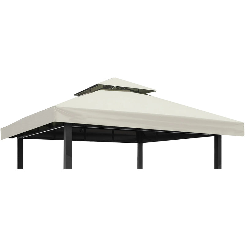 Toit de tonnelle 3x3 m à double niveau, polyester 300D, 4 coloris, structure non incluse
