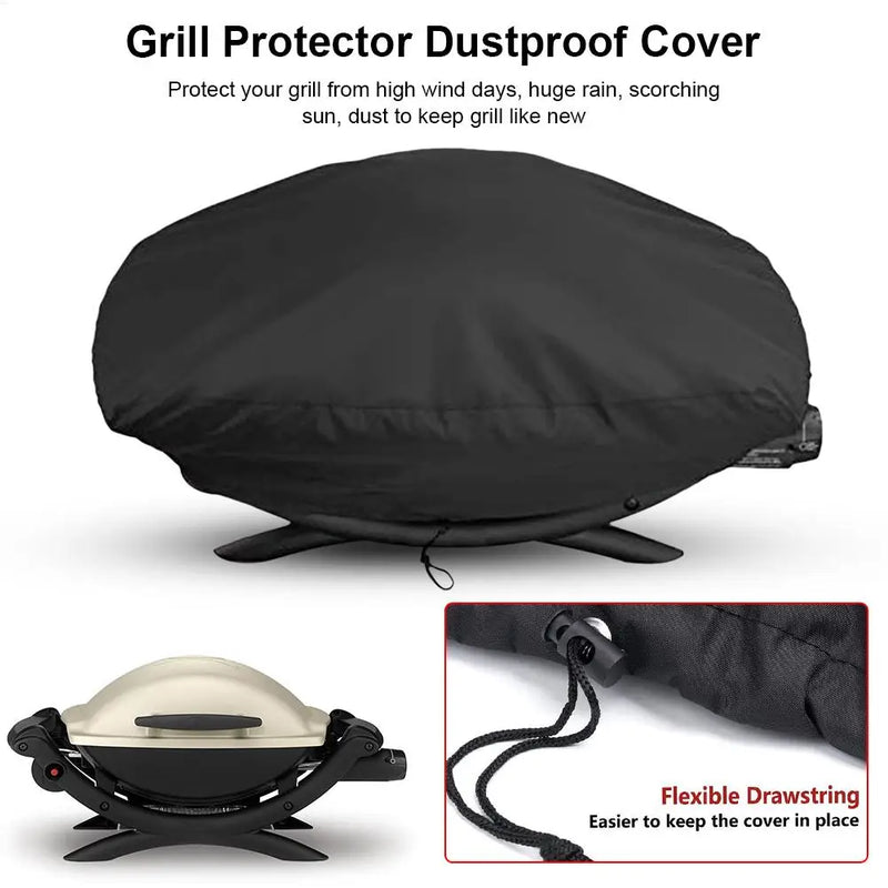 Housse barbecue pour Weber Q1200 et Q1000, Oxford noir imperméable 67 x 44 cm