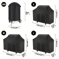 Housse barbecue noire 190D imperméable anti-UV, 7 dimensions rondes et rectangulaires