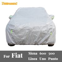 Housse voiture pour Fiat 500, 600, Punto et Uno, polyester argenté anti-UV et coupe-vent