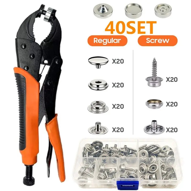 Kit boutons-pression inox pour toile de bateau, bâche et tente, 30 à 270 pièces avec outils
