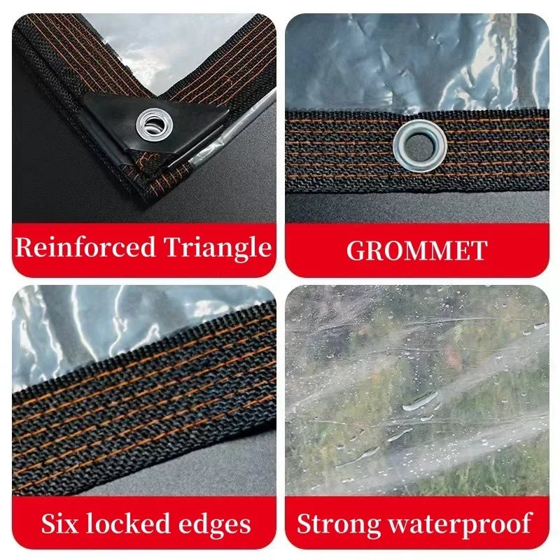 Bâche transparente anti-déchirure pour patio, jardin et poulailler, 4 tailles de 2 x 2 à 3 x 4 m