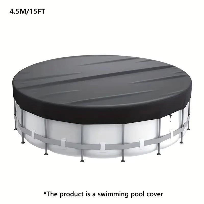 Bâche piscine ronde noire en Oxford 210D à cordon, 6 diamètres de 122 à 457 cm