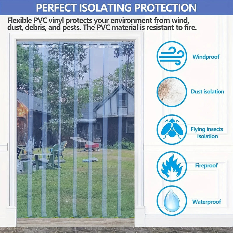 Rideau à lanières PVC transparent, bande coupe-vent 18 cm x 2 m pour porte