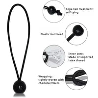 Sandow à boule noir pour bâche et tente, 10 à 20 cm, lot de 10 pièces