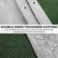 Bâche imperméable verte et argent double face en polyéthylène, œillets aluminium, 2x2 à 3x4 m