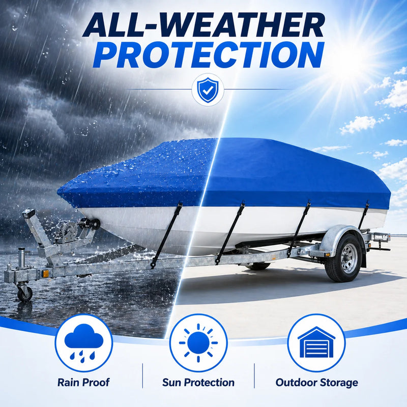 Housse bateau remorquable imperméable polyester 190T, 3 coloris, pour bateau de 3,35 à 6,71 m