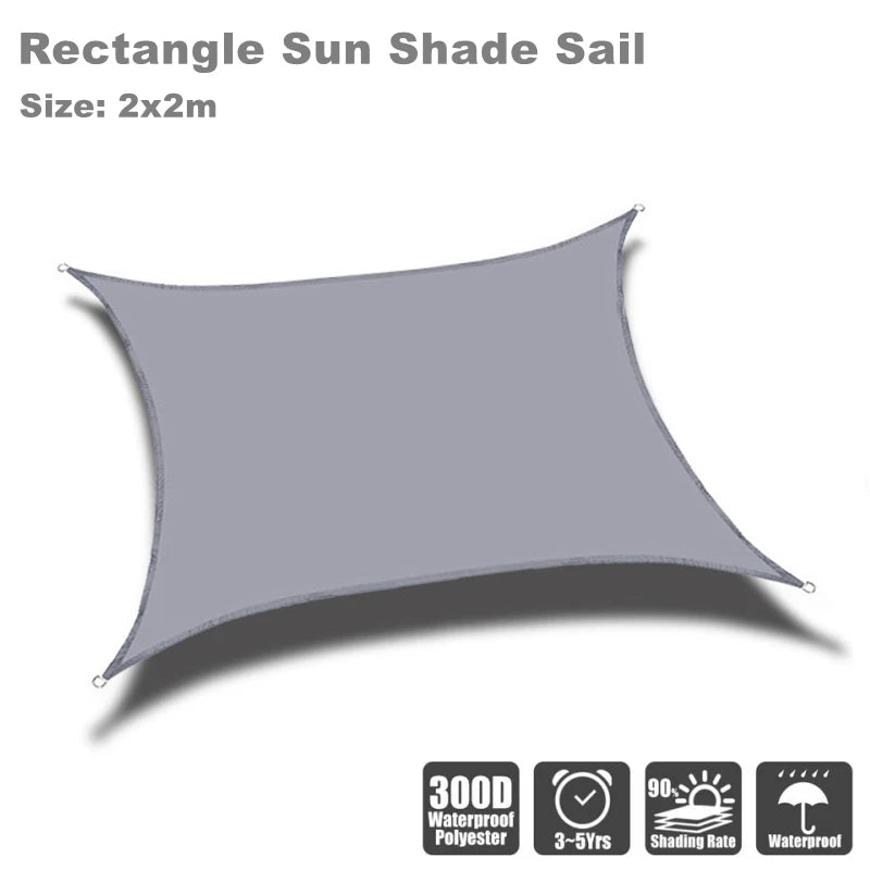 Voile d'ombrage triangulaire et rectangulaire imperméable en Oxford 300D, beige ou gris