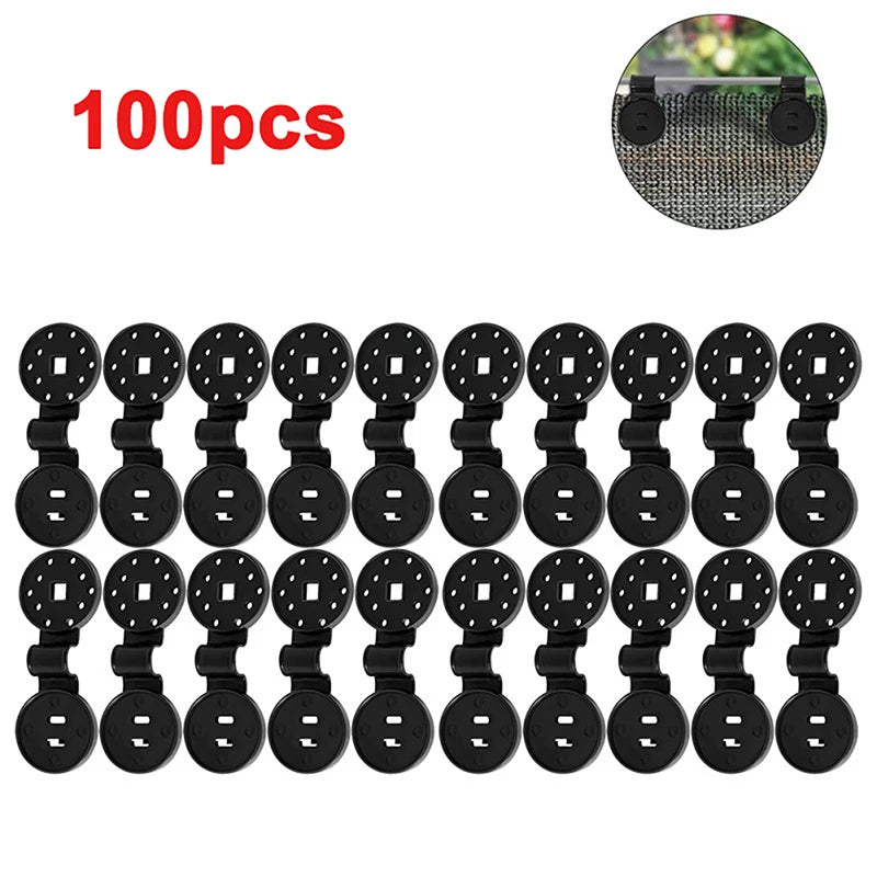 Clips pour filet d'ombrage en polypropylène noir, lot de 100, 2,7 x 7,1 cm