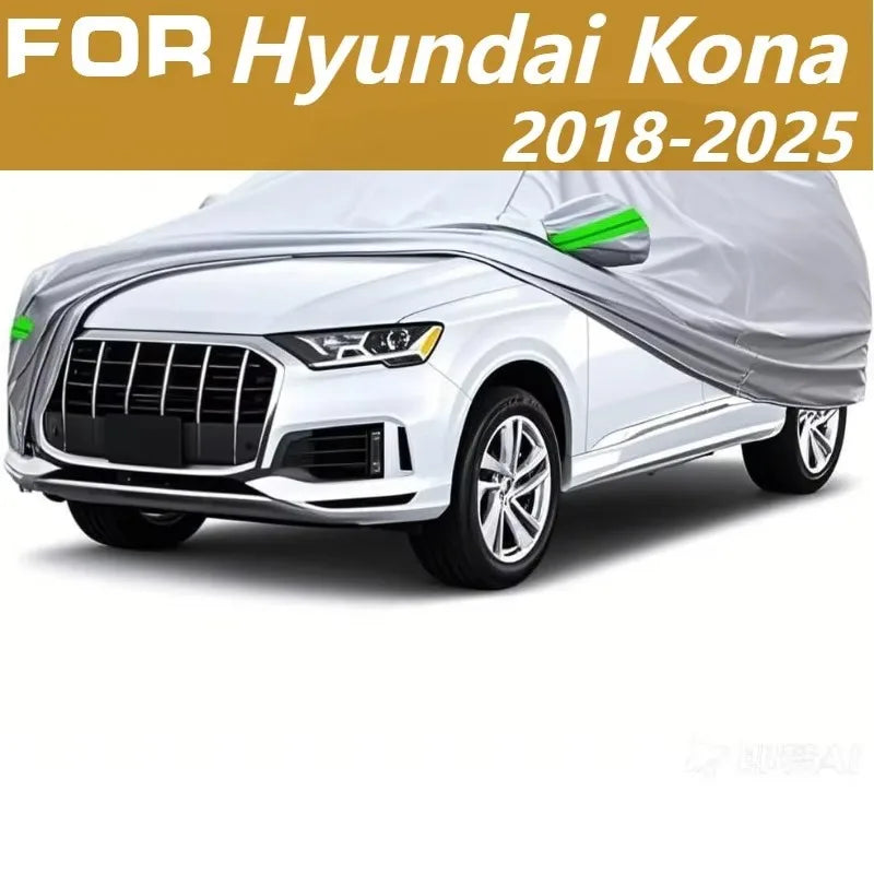 Housse voiture pour Hyundai Kona 2018-2025, Oxford 210D argentée, imperméable, ourlet élastique