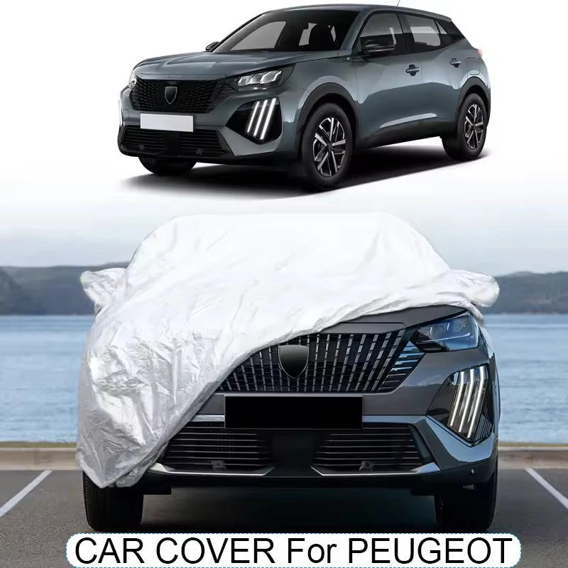 Housse voiture pour Peugeot 5008 (depuis 2017), Oxford argenté, anti-UV et anti-neige
