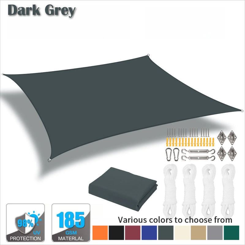 Voile d'ombrage rectangulaire ou carrée anti-UV en Oxford, de 2 x 2 à 6 x 4 m