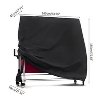 Housse de protection table de ping-pong repliée, noire, poche zippée, 165 x 70 x 185 cm