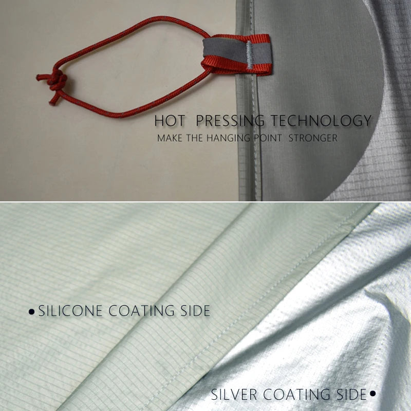Bâche de camping ultralégère nylon 15D, 210 x 150 ou 210 x 300 cm