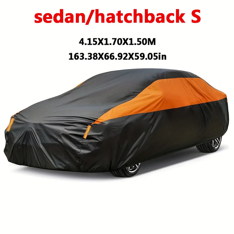 Housse voiture extérieur imperméable 190T noire et orange, berline et SUV