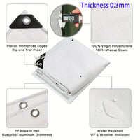 Bâche blanche imperméable en polyéthylène 0,3 mm, abri solaire et jardin, 19 tailles