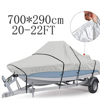 Housse bateau remorquable Oxford 210D imperméable, noir ou argent, 5 tailles de 3,35 à 6,71 m