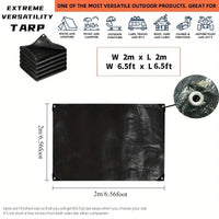 Bâche noire imperméable anti-UV avec œillets, 5 tailles de 2x2 à 3x5 m