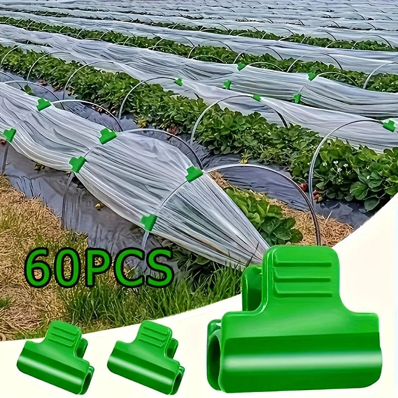 Clips pour bâche de serre en plastique vert, 60 pièces, tube de 5 ou 6 mm