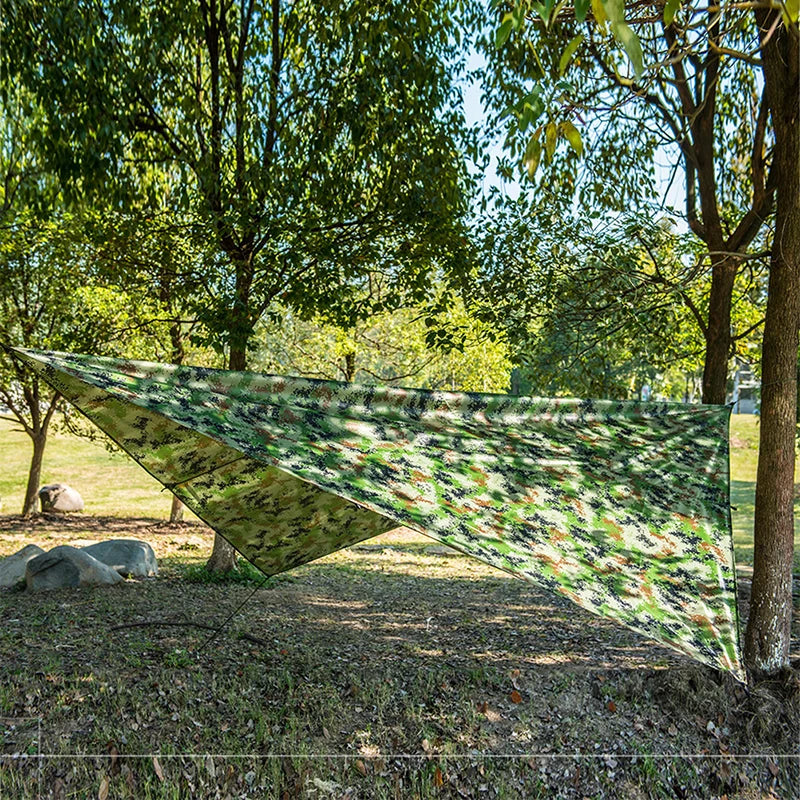 Bâche de camping ultralégère camouflage en polyester 210T, 1 x 1,45 m avec sac
