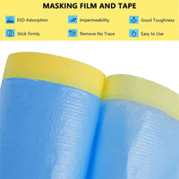 Film de masquage pré-adhésif bleu pour peinture, rouleau 25 m, largeur 0,55 à 1,5 m