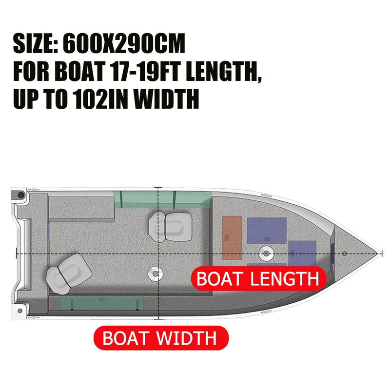 Housse de bateau à console centrale avec T-Top, polyester 210D bleu, 4 tailles de 570 à 732 cm