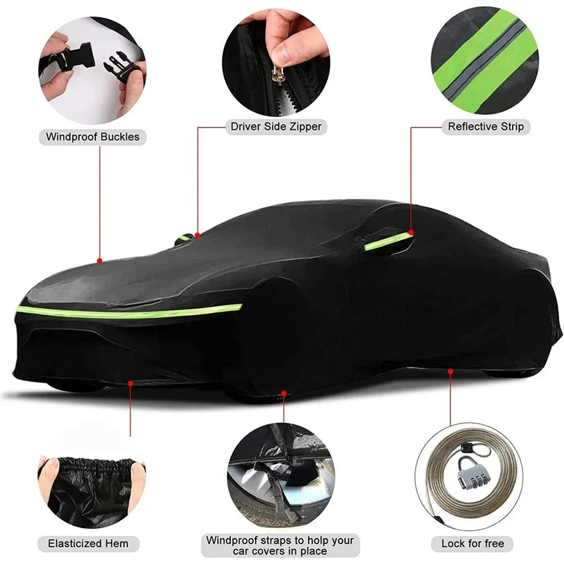 Housse voiture pour Porsche 911 (1998-2023), noire, imperméable et anti-UV, polyester 190T