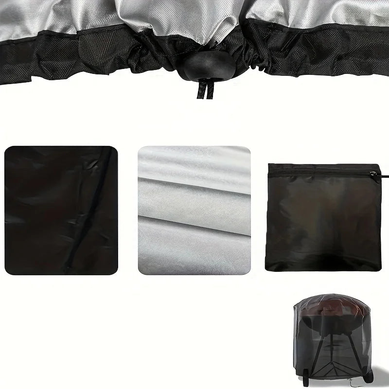 Housse de barbecue ronde universelle 58 x 77 cm, résistante au vent, noir ou argent