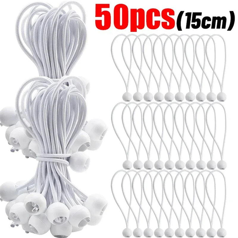 Sandows à boule blancs pour bâche, auvent et toile d'ombrage, 10 à 20 cm