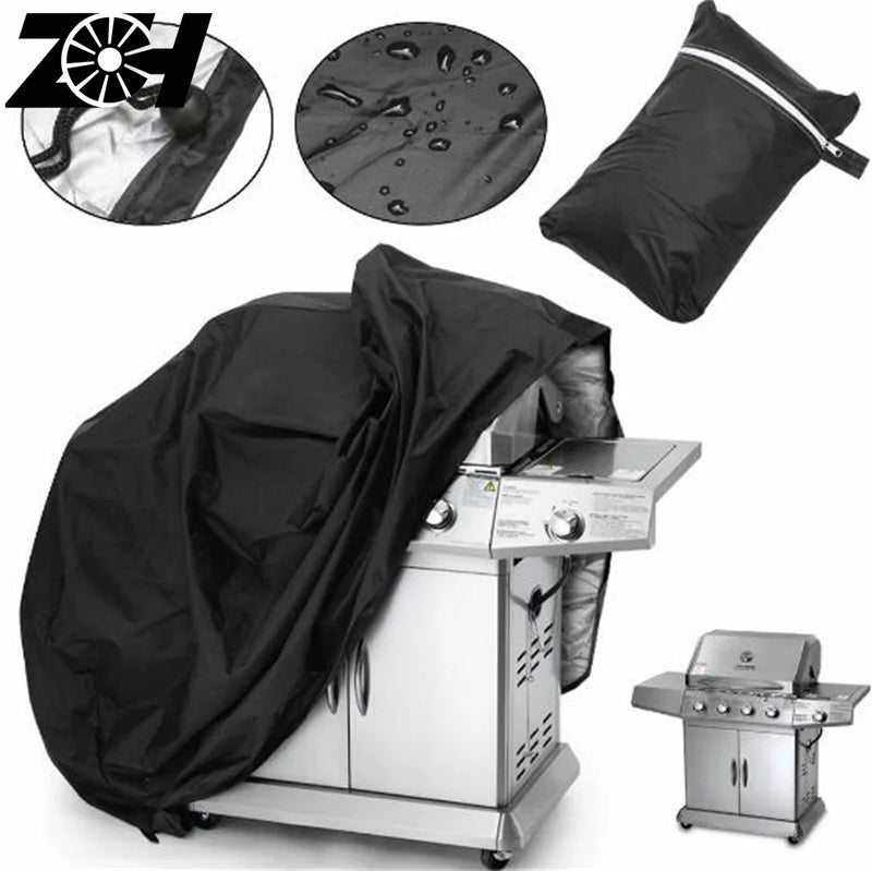 Housse de barbecue extérieur imperméable en polyester noir, 7 tailles du rond au grand chariot