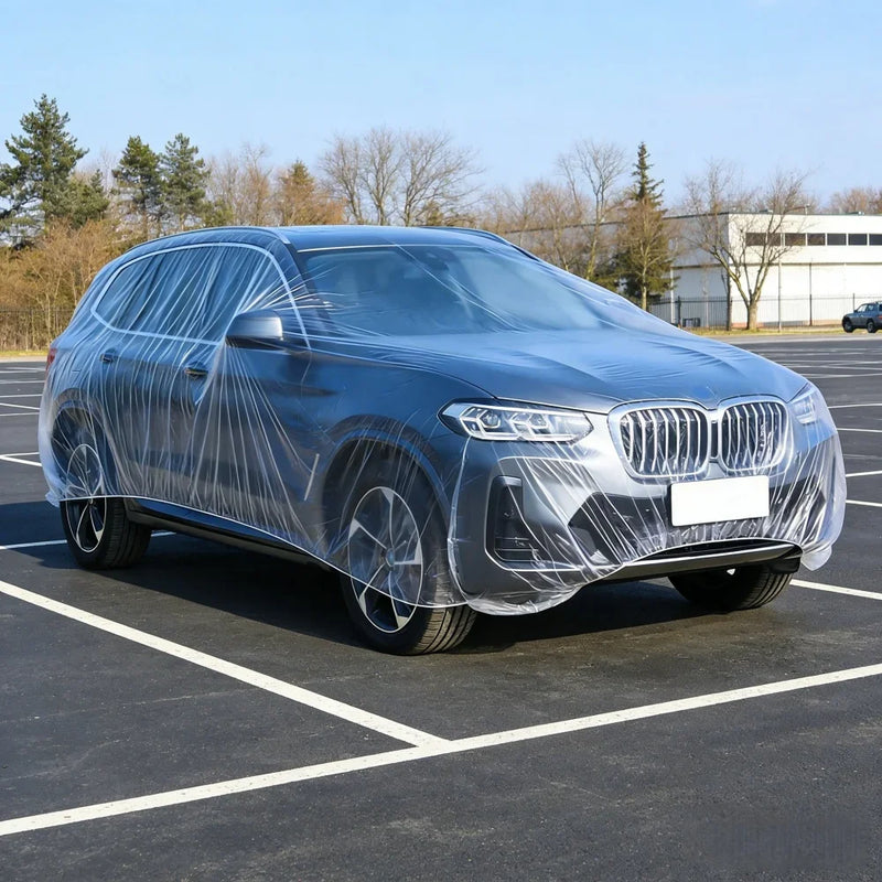Housse de voiture jetable transparente à bande élastique, 4 tailles jusqu'à 4,8 x 7,5 m