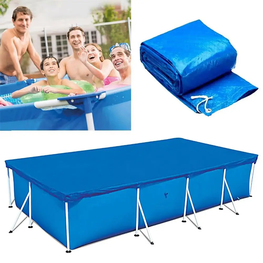Bâche de piscine rectangulaire bleue avec corde, polyester anti-UV, jusqu'à 400 x 211 cm