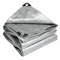 Bâche de camion argentée double face imperméable à œillets renforcés, 3 tailles