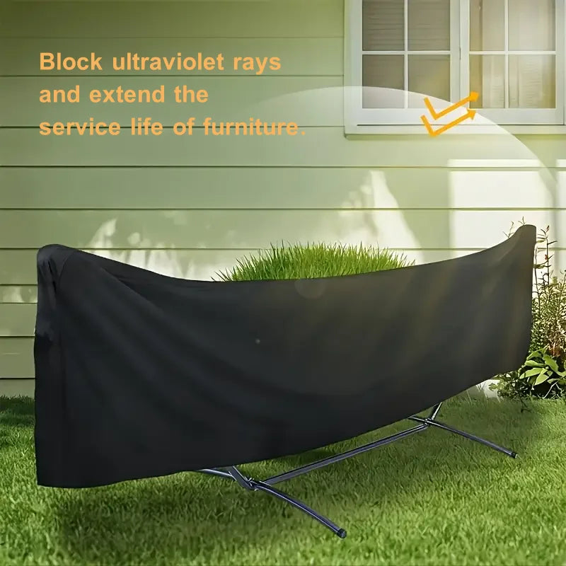 Housse de hamac sur support imperméable et anti-UV, noire, 285 x 80 x 17 cm