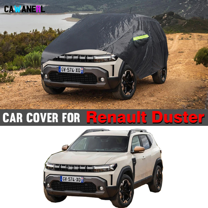 Housse voiture pour Dacia Duster 2010-2026, noire, polyester 190T, imperméable, anti-UV, tous temps
