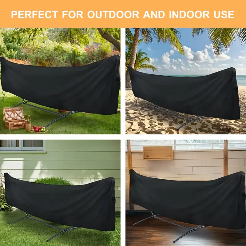 Housse de hamac sur support imperméable et anti-UV, noire, 285 x 80 x 17 cm